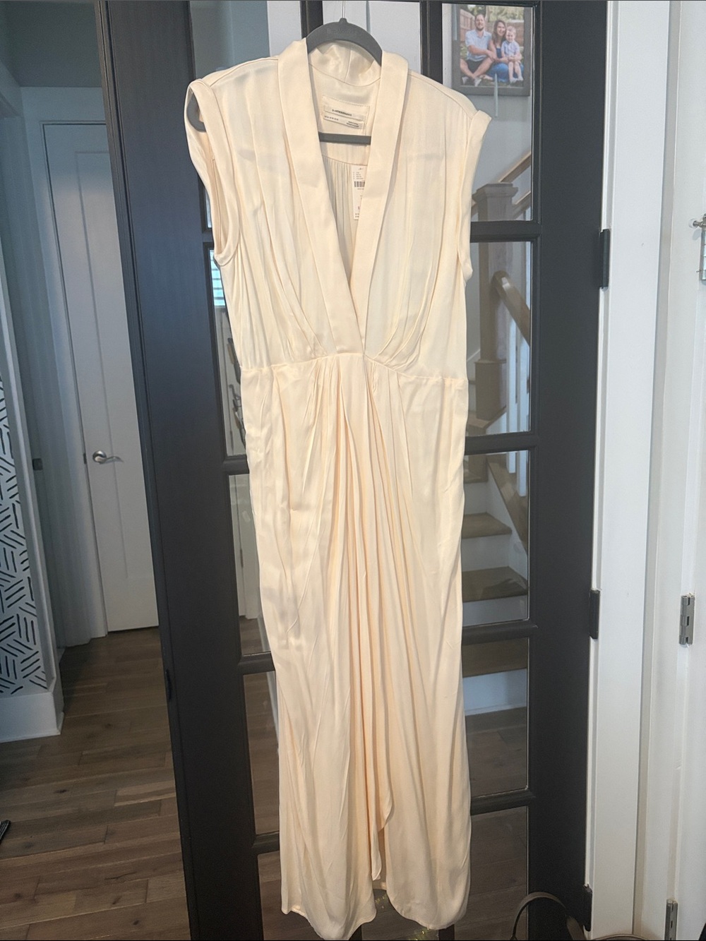 Anthropologie Cream Sleeveless V-Neck Maxi Dress